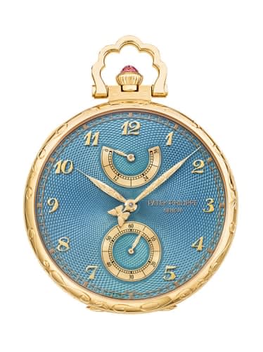 Patek Philippe Pocket Watch Lepine Power Reserve Yellow Gold / Butterflies and Orchids