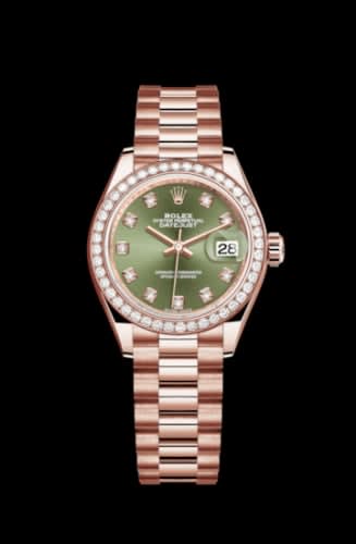 Rolex Lady-Datejust 28 Everose Diamond / President / Olive Diamond