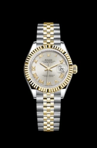 Rolex Lady-Datejust 28 Rolesor Yellow Fluted / Jubilee / Silver Roman
