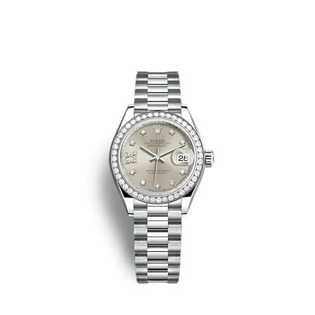 Rolex Lady-Datejust 28 White Gold - Diamond / President / Silver - Diamond
