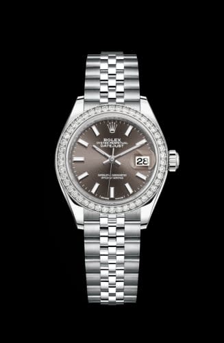 Rolex Lady-Datejust 28 Stainless Steel / Diamond / Grey / Jubilee