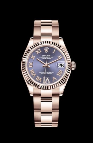 Rolex Datejust 31 Rose Gold / Fluted / Aubergine - Roman / Oyster