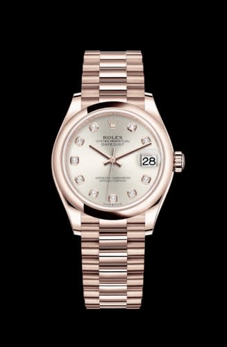 Rolex Datejust 31 Rose Gold / Domed / Silver - Diamond / President