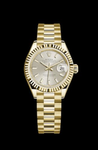 Rolex Lady-Datejust 28 Yellow Gold Fluted / President / Silver
