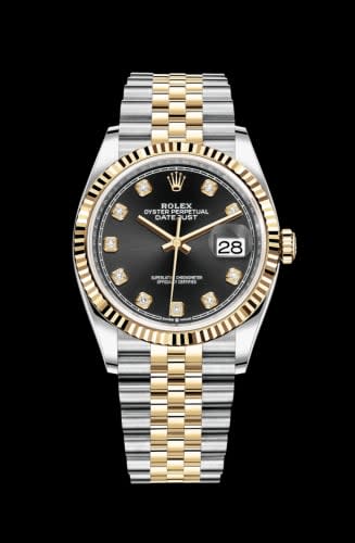 Rolex Datejust 36 Stainless Steel / Yellow Gold / Fluted / Black Diamond / Jubilee