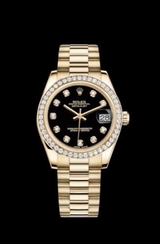 Rolex Datejust 31 Yellow Gold Diamond / President / Black Diamond
