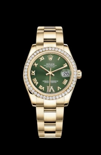 Rolex Datejust 31 Yellow Gold Diamond / Oyster / Olive Roman