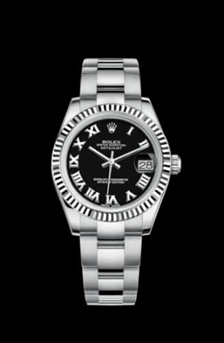 Rolex Datejust 31 Stainless Steel Fluted / Oyster / Black - Roman