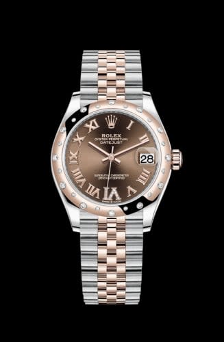 Rolex Datejust 31 Stainless Steel/ Rose Gold / Domed - Diamond / Chocolate - Roman / Jubilee