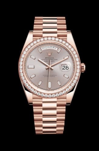 Rolex Day-Date 40 Everose - Diamond / Sundust - Baguette