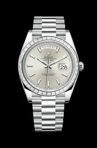 Rolex Day-Date 40 Platinum - Baguette / Silver Tuxedo