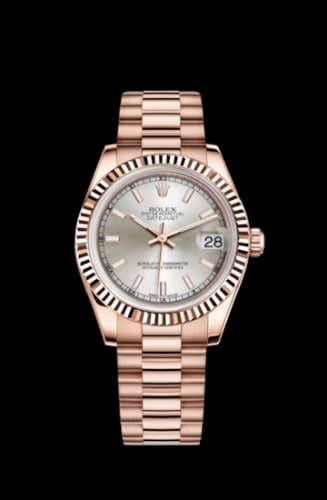 Rolex Datejust 31 Everose Fluted / President / Silver