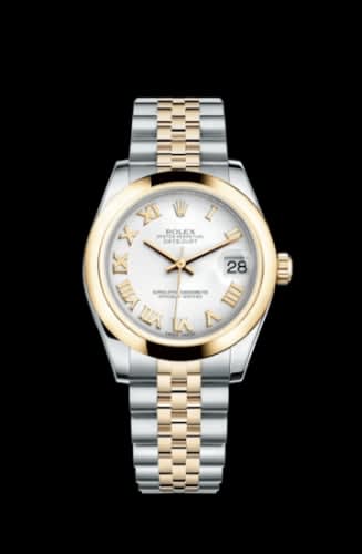 Rolex Datejust 31 Rolesor Yellow Domed / Jubilee / White Roman
