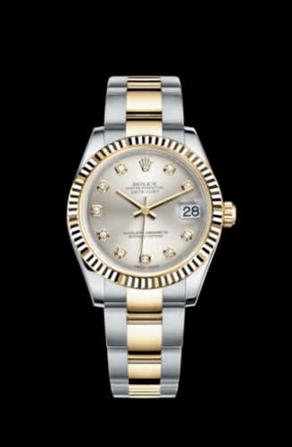 Rolex Datejust 31 Rolesor Yellow Fluted / Oyster / Silver Diamond