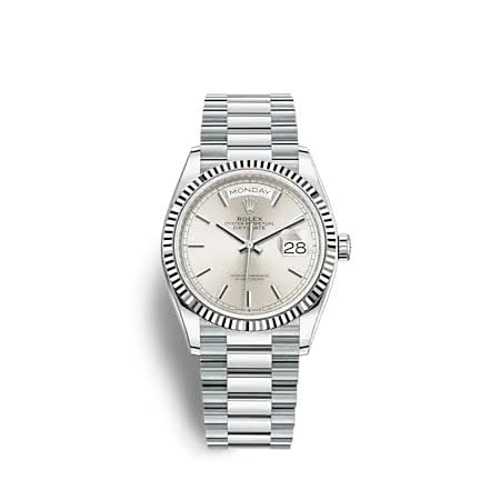 Rolex Day-Date 36 Platinum - Fluted / Silver / President