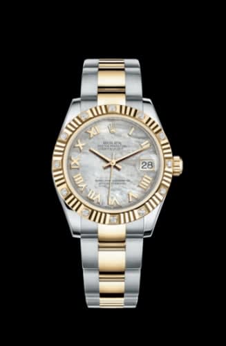 Rolex Datejust 31 Rolesor Yellow Fluted Diamond / Oyster / MOP Roman