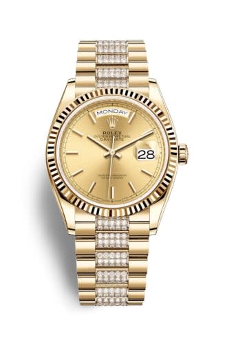 Rolex Day-Date 36 Yellow Gold / Fluted / Champagne / President - Diamond