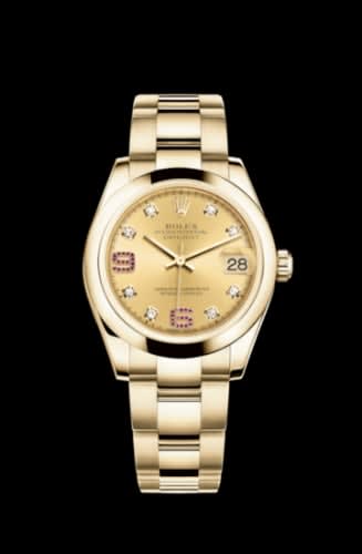 Rolex Datejust 31 Yellow Gold Domed / Oyster / Champagne Diamond