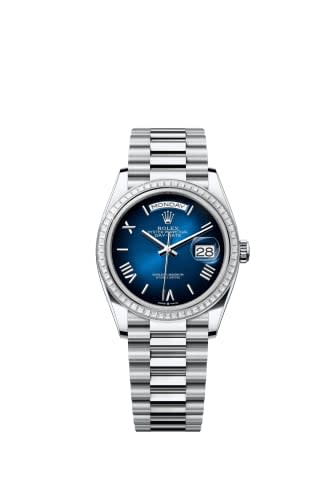 Rolex Day-Date 36 Platinum - Baguette / Blue Ombré - Roman / President