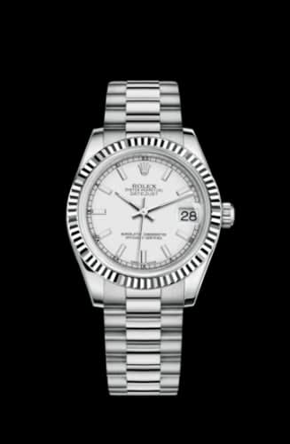 Rolex Datejust 31 White Gold Fluted / President / White