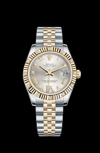 Rolex Datejust 31 Rolesor Fluted Diamond / Jubilee / Silver Roman
