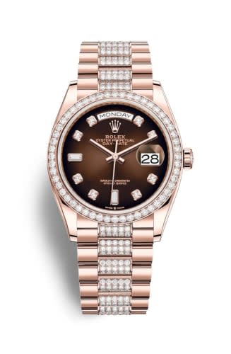 Rolex Day-Date 36 Everose Gold / Diamond / Brown Ombré - Diamond / President - Diamond