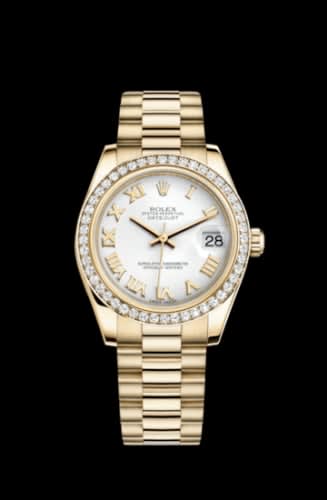 Rolex Datejust 31 Yellow Gold Diamond / President / White Roman