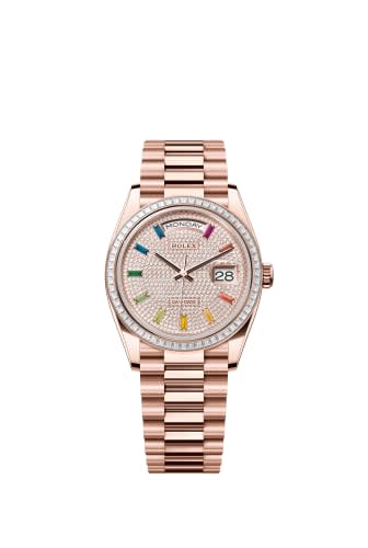 Rolex Day-Date 36 Everose Gold - Baguette / Paved - Rainbow / President