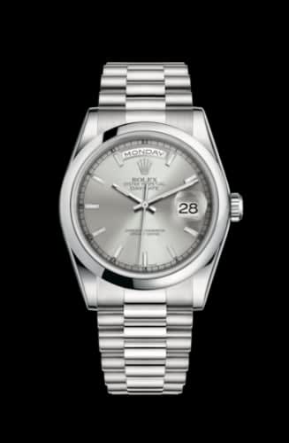 Rolex Day-Date 36 Platinum Domed / President / Silver