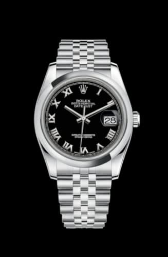 Rolex Datejust 36 Stainless Steel Domed / Jubilee / Black Roman