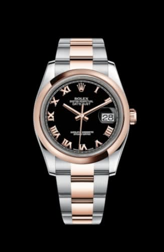 Rolex Datejust 36 Rolesor Everose Domed / Oyster / Black Roman