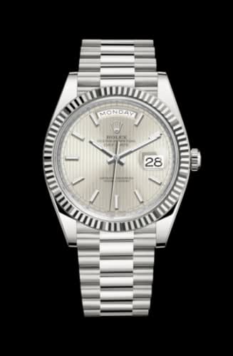 Rolex Day-Date 40 White Gold / Stripe Motif