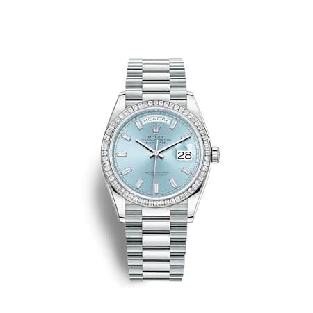 Rolex Day-Date 36 Platinum - Baguette / Ice Blue - Baguette / President