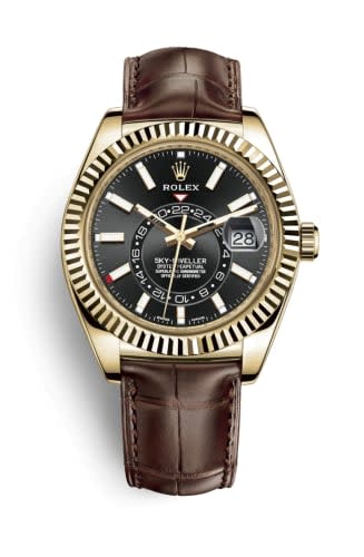 Rolex Sky-Dweller Yellow Gold / Black / Alligator