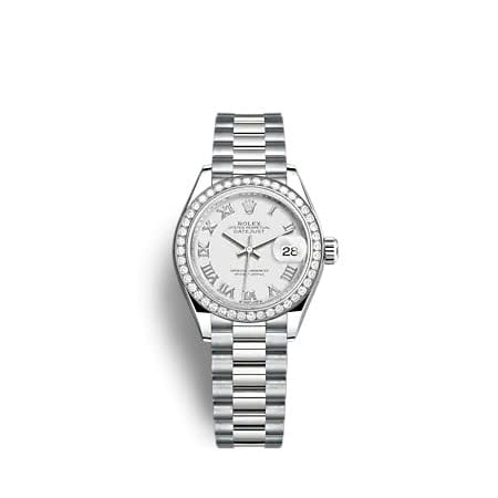 Rolex Lady-Datejust 28 White Gold - Diamond / President / White - Roman