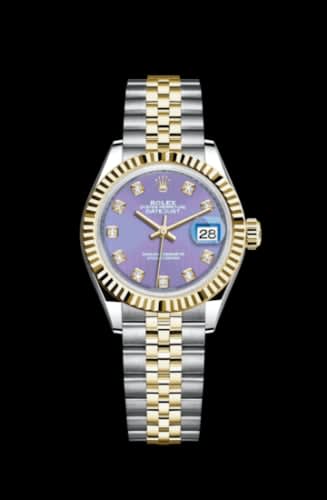 Rolex Lady-Datejust 28 Rolesor Yellow Fluted / Jubilee / Lavender Diamond