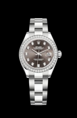 Rolex Lady-Datejust 28 Stainless Steel / Diamond / Grey - Diamond / Oyster