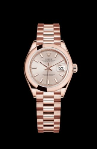 Rolex Lady-Datejust 28 Everose Domed / President / Sundust