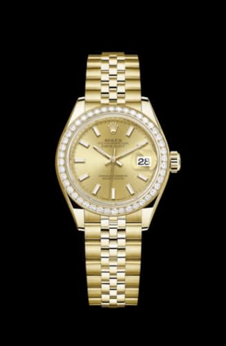Rolex Lady-Datejust 28 Yellow Gold Diamond / Jubilee / Champagne