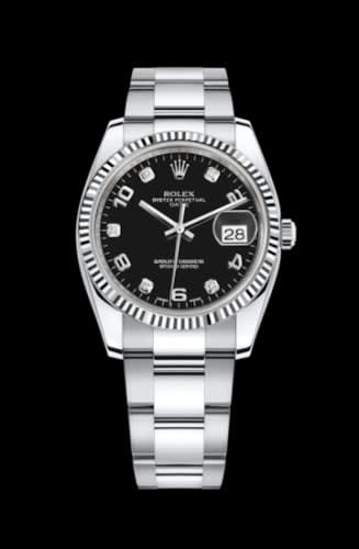 Rolex Oyster Perpetual Date 34 Stainless Steel Fluted / Oyster / Black Arabic