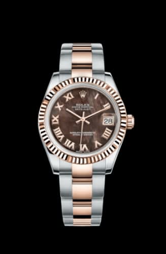 Rolex Datejust 31 Rolesor Everose Fluted / Oyster / Black MOP Roman