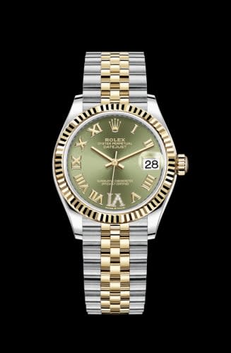 Rolex Datejust 31 Stainless Steel / Yellow Gold / Fluted / Olive - Roman / Jubilee