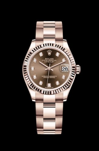 Rolex Datejust 31 Rose Gold / Fluted / Chocolate - Diamond / Oyster
