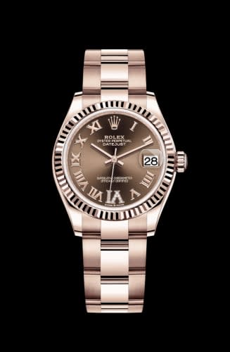 Rolex Datejust 31 Rose Gold / Fluted / Chocolate - Roman / Oyster