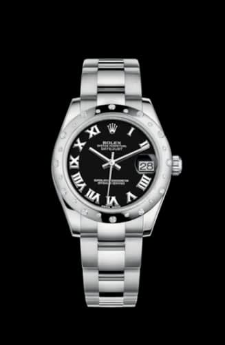 Rolex Datejust 31 Stainless Steel Domed Diamond / Oyster / Black - Roman
