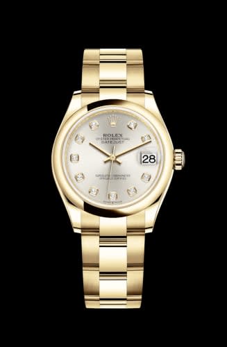 Rolex Datejust 31 Yellow Gold / Domed / Silver - Diamond / Oyster