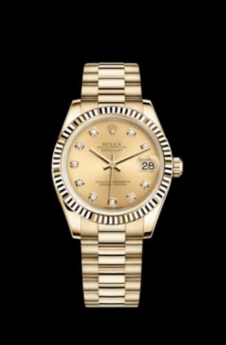 Rolex Datejust 31 Yellow Gold Fluted / President / Champagne Diamond