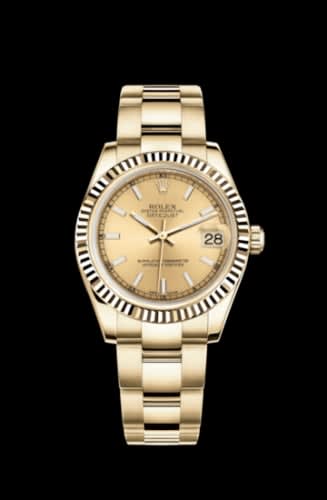 Rolex Datejust 31 Yellow Gold Fluted / Oyster / Champagne