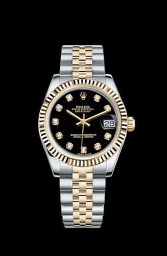 Rolex Datejust 31 Rolesor Yellow Fluted / Jubilee / Black Diamond