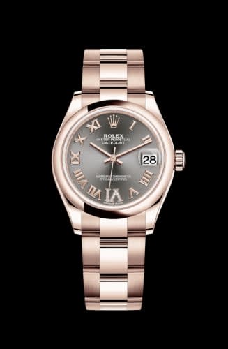 Rolex Datejust 31 Rose Gold / Domed / Grey - Roman / Oyster